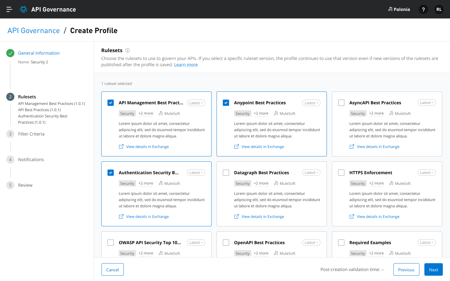 API Governance console